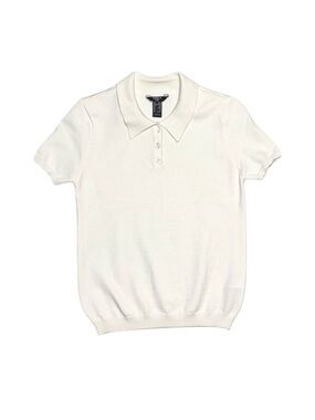 FOREVER 21 Girl's Cream Sweater-Knit Polo Shirt Size 13/14